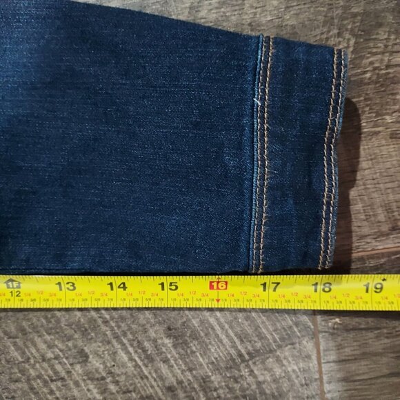 Denim Dark Blue Jean Jacket 1822 Heritage Button-Front Long Sleeve Cotton Size M - Picture 10 of 11